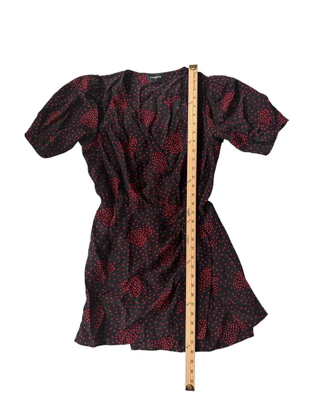 The Kooples Silk Blend Red Heart Print Wrap Mini Dress 6 NWT - Picture 11 of 12